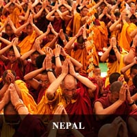photo of monks receiving an empowerment at the Drigung Kagyu monlam held in Lumbini Nepal during Monkey Year