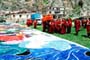 Blessing H.E. Lhochen Rinpoche's giant thangka (on the ground), which was under construction