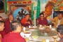 His Holiness having dinner at Yu Shu's Xie Bai Nieu restaurant with high lamas