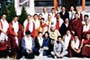 The participants in the tour are wearing kathaks (white scarves) L-R Back Row: Tzewang Dorjey, Gaynin Phuntsok, Konchok Tharchin, Kelsang Gyatso, Konchok Norbu. Middle Row: Konchok Jampa, Konchok Tashi, Konchok Jampa, Karma Tsultrim, Jampel Dorje, Konchok Gyaltsen, Konchok Chusnit, Konchok Choswang. Front Row: Tashi Jamyangling, Tenkila Jamyangling, Tsering Thondup, Namgyal Thondup
