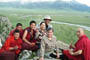 A group photo with Khenpo Sherab on top of Kyura Drag hill