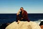 Drongtul Tenzin Nyima Rinpoche doing the Milarepa pose in Rockport, Massachusetts 
