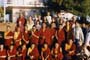 The monks at Drigung Kyobpa Choling Meditation Center in Escondido, California. The fourth in second row L-R: with the topknotis Drubpon Samten.