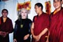 L-R: Gaynin Phuntsok, Blondie, Kelsang Gyatso, and Tsering Thondup in performer's tent at Tibetan Freedom Concert